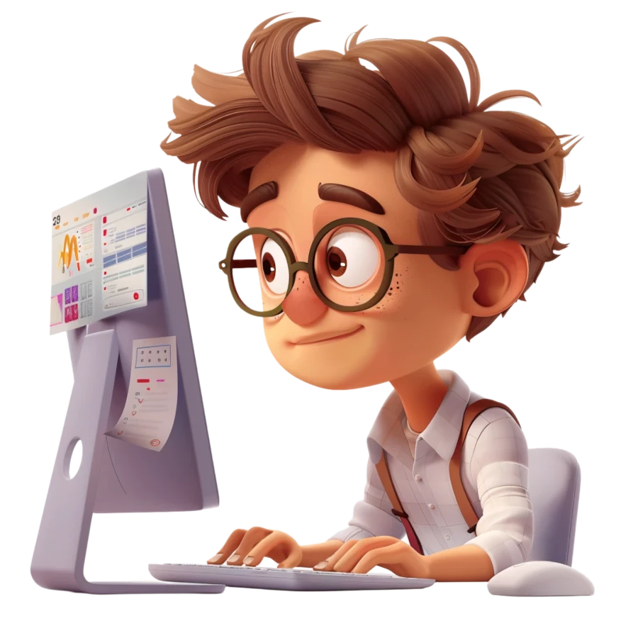 Ideate Web Solution web developer illustration working on computer, creative digital solutions banner